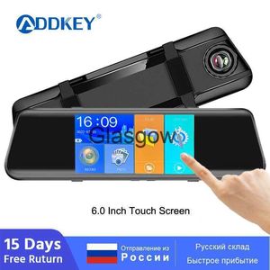 Car DVRs ADDKEY New 6 Inch Car Rearview Mirror Touch Screen For Auto Recorder 1080P FHD Night Vision Car DVR Mirror Dash Camera Dual Lens x0804 x0804