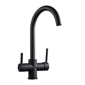 Filter Kitchen Faucet Drinking Water Deck Mount Black Mixer Tap Rotate 360 Degrees Kitchen Sink Mixer Purification Taps