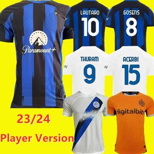 23 24 Lukaku Third Away Soccer Jerseys Inter Jzeko Lautaro Fan Fans Player 2023 2024 Версия игрока Алексис Корреа Барелла Милан Футбольная рубашка