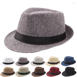 Berets Männer Frauen Stroh Fedora Hut Trilby Kubanische Sonnenkappe Panama Kurze Krempe Blumen Sommer