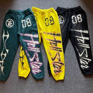 Yeni Sarı Yeşil Siyah Kravat Boyası Hellstar Dios Kırmızı Parlama Sweetpants Erkek Kadınlar Vintage Jogger Drawstring Pants T230806