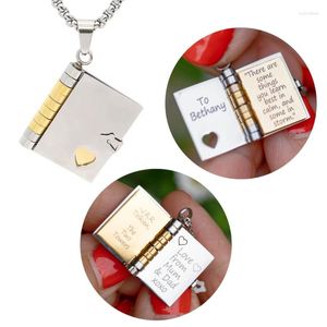 Pendant Necklaces Blank Openable Book Necklace Stainless Steel Po Locket Neck Chain For Men Women Couple Gift DIY Jewelry Accessories