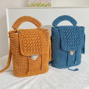 Men's Women's Woven Shoulder Bag with Fabric Stripes Casual Business Backpack Trendy Women's Bag Travel Backpack 230715