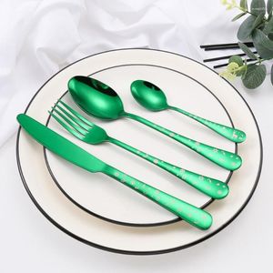 Dinnerware Sets 4Pcs Christmas Decorations Stainless Steel Spoon Fork Knife Teaspoons Dessert Tableware Gift Year 2023 Navidad