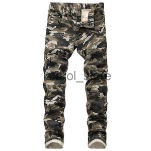 Mäns jeans kamouflage jeans personlighet plus storlek mäns stretch jeans armé gröna tryck denim casual byxor design j230806