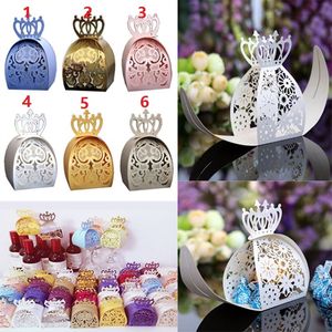 Love Heart Crown Laser Cut Hollow Favors Gifts Chocolate Candy Boxes Baby Shower Wedding Party Supplies