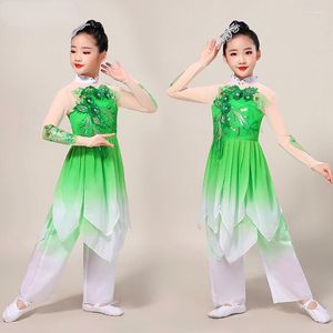 Scen Wear Girls 'Yangko Clothing Ancient Chinese Costume Classical Style Hanfu Dance Paraply Fan Show Performance Performance