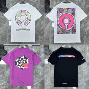 メンズクラシックラグジュアリーTシャツブランドCH TシャツデザイナーメンメンズトップスティーファッションホースシューサンスクリットクロスプリントコットンTシャツカジュアルトウミ