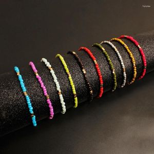 Fußkettchen Damen Fußkette Sommer Strand Barfuß Schmuck Böhmische farbige Glasperlen Geschenk Handgefertigt 21 cm Länge 1 Stück