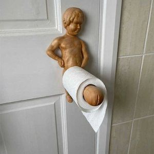 TingKe Artes e Ofícios Criativo Madeira Figura Genital Masculina Escultura Suporte para Toalha de Papel Casa Decoração de Banheiro Engraçado Toyet Roll Holder Enfeites Hnj58