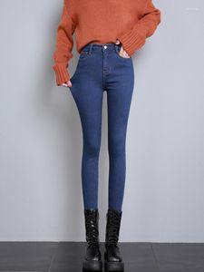 Pantaloni jeans da donna, tubo dritto termico, dimagrante, inverno, neve, caldo, peluche, isolamento, skinny, addensato, denim