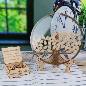 Andra evenemangsfestleveranser Personlig Drop Round Wedding Guest Book Tree med låda och 80st Leafstree With Leaves Wedding Guest Book Alternativ 230804