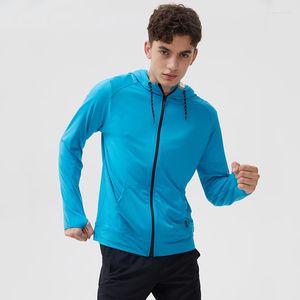 Men's Jackets ARECON UPF 50 Hoodie Running For Couple Men Fitness Sportswear Night Reflective Outdoor Jogging Lady Gym Sports Coat