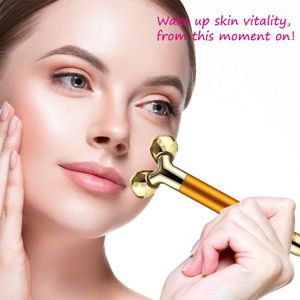 3D Roller Gold Wand 24K Beauty Wand V Facial Instrument Massage Wand Electric Beauty Instrument T Face Neck Massager Firming Anti-Aging