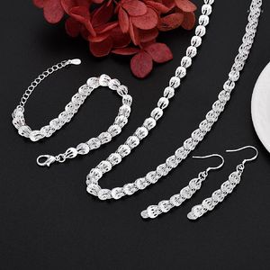 Collana Orecchini Set 925 Braccialetti con ciondoli in argento timbrato Gioielli carini per la festa nuziale a catena da donna