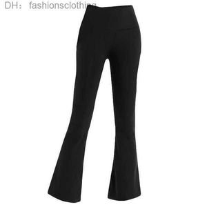 L-06 femmes Yoga évasé taille haute jambe large pantalon de sport couleur unie mince hanches lâche danse collants dames Gym grande taille Leggings course pantalons de survêtement 6 Lululemen P68O