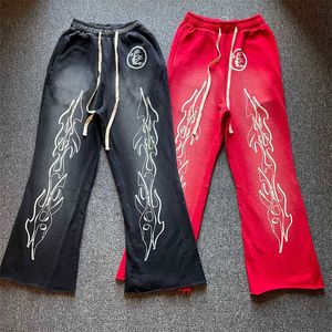 Hellstar Dios Black Flash Sports Pants Women's 1 1高品質のパッチワーク特別な大きなドローストリングパンツT230806