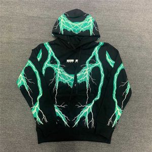 Perşembe Lightning Moda Hoodie Erkekler 1 Ağır Kumaş Kadın Kazak Büyük Boy Sweatshirt T230806