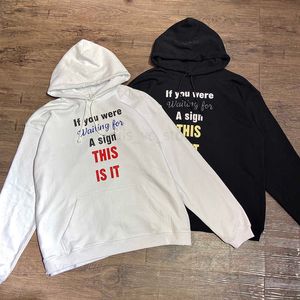 Süper dalian kapüşonlu baskılı harfler pamuk yün yüzük beyaz kapüşonlu sweatshirt t230806