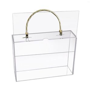Decorative Flowers Clear Acrylic Flower Box With Handles Reusable Rectangular Large Gift For Wedding Present Empty Favor