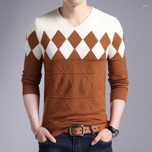 Herrtröjor dimusi Autumn Winter Mens Pullover Tröja Män Turtleneck Casual V-Neck Slim Fit Sticke Pullovers kläder 3xl