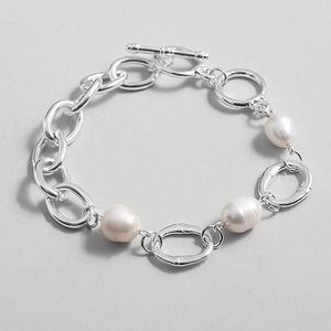 Charm Bracelets Amorcome Unique Design Silver Color Link Chain For Women Imitation Pearls Bracelet On Hand Jewelry