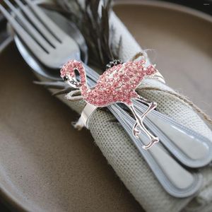 Ensembles de vaisselle 4 pièces Hawaii décor flamant rose serviette boucle fête anneaux fermoir titulaires alliage décoratif métal Banquet