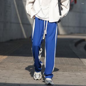 Herrbyxor blå/vit casual män mode överdimensionerade svettbyxor streetwear hip-hop lösa raka mens joggar byxor m-3xl