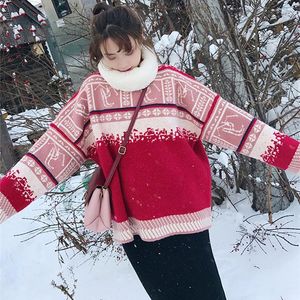 女性のセーターAECU 2023女性クリスマスセーター冬の雪のパターン醜い暖かいプラスサイズニットジャンパープルオーバーニットウェア