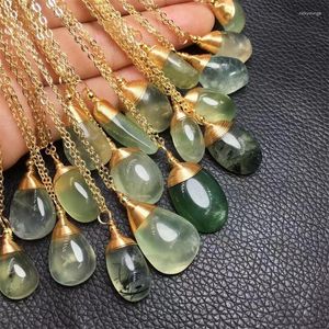 Charms Naturalny prehnite łzy miedziany drut serca wisiorka biżuteria dla kobiet mężczyzny leczenie dar kryształowe koraliki energetyczne reiki szlachetne 1pcs