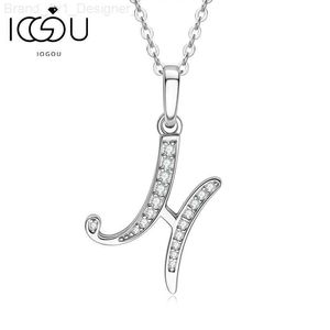 Strands Strings IOGOU D VVS1 Moissanite Necklace A-Z 26Letter Initial Pendant Real Silver 925 for Women Girls Valentine's Day Gift Fine Jewelry L230806