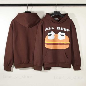 Felpe con cappuccio da uomo Felpe Cartoon Face Hamburger Stampa Felpe con cappuccio in pile Uomo Streetwear Stranger Things Felpe pullover oversize larghe T230921