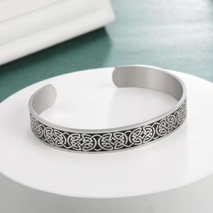 Bangle Vassago Vintage Magnetic Armband Cuff Amulet Irish Celtic Knutted Vikings Rostfritt stål smycken Kvinnligt Paket