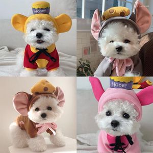 Vestuário para cães outono inverno desenho animado kawaii urso/porco/cogumelo design dois pés moletom com capuz gatos cães ao ar livre roupas quentes para dramatização animal de estimação