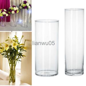 Vaser akrylcylinder vas klar runda plast bröllop bord blommor stander väg blad bröllop centerpiece evenemang party dekoration x0806