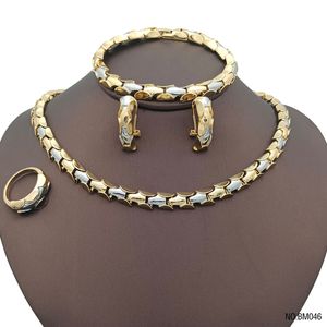 Bröllop smycken set italienska brasilianska uppsättningar smycken 18k guldpläterad halsband för kvinnor dagligen slitage mode brud tillbehör gåvor 230804