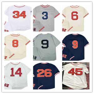 Boston Red'''Sox''Retire Retro Vintage Beyzbol Forması 9 Williams 6 Buckner 8 Yastrzemski 34 David Ortiz 14 Jim Rice 3 Foxx 45 Pedro Martinez 26 Wade Boggs