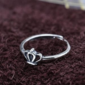 Cluster Rings 925 Crown Little Finger Ring Colorless Korean Version Tail Female Inscription Girlfriend's Birthday Personalized Gift