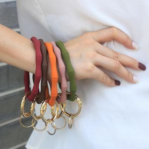 Schlüsselanhänger Mode Slub Stil Silikon Armband Handgelenk Schlüsselbund Für Frauen Chic Outdoor Shopping Dekoration Schmuck Geschenk Schlüsselanhänger Großhandel