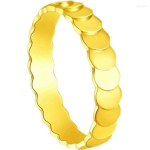 Cluster Rings Arrival 24K Yellow Gold Ring Women 999 Wedding Band