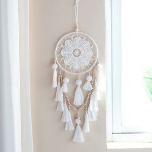 Obiekty dekoracyjne figurki 1PCS ręcznie robiony łapacz marzeń w stylu indyjski tkany wiszący ścianę dekoracja biała przyjęcie weselne Dreamcatcher Wiszące dekoracje 230804