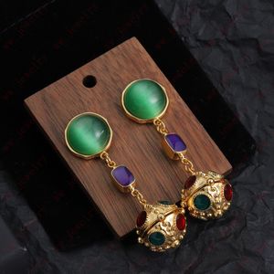 Designer di gioielli Smalto in metallo Verde Rosso Blu 3 colori Cristallo Placcato oro Orecchini pendenti a sfera Donna Lampadario pendente, Moda di lusso Vintage, banchetto, Regali