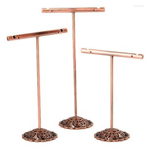 Jewelry Pouches 3 Pcs Portable Black Copper Metal Earring Display Rack Necklace Organizer Ornament T Shape Stand Holder Showcase