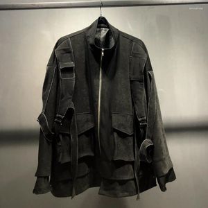 Männer Jacken Lose Patchwork Nische Design Jacke Persönlichkeit Straße Tragen 2024 Herbst Stilvolle Männliche Mantel Flut 21F1157