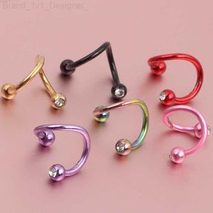 Nose Rings Studs plated Titanium CZ DOUBLE GEMS SPIRAL TWISTER EYEBROW LIP BELLY RING 8 color 50//200pcs Body Jewelry L230806