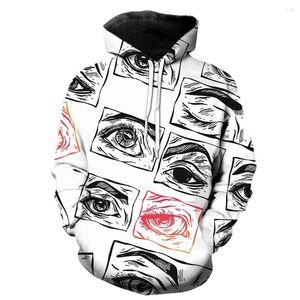 Felpe con cappuccio da uomo Abstract Animal Eye Oversize Casual Unisex 3D Print Hip Hop 2023 Fashion Tops Teens Felpe Pullover