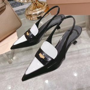 Shingback Heels Scarpe Designer Designaggio puntato Tambini gattini Slingbacks sandali in pelle nero marrone bianco marrone bassa pompa per sandalo a basso tacco
