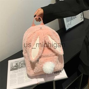 Backpack Plush Rabbit Ears Backpack Bag for Women Girl 2023 Funny Large Capacity Autumn Winter Travel Backpack School Bag J230806