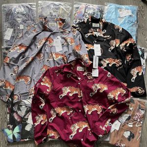 Dropshipping Wacko Maria Camicie Camicia a maniche lunghe casual tigre hawaiana di alta qualità con stampa intera per uomo donna T230806