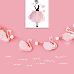 Party Decoration Luxuriant Swan Bunting Pink White Wedding Decorations For Home Garland Födelsedagstlevering Banner Baby Shower Girls Decor